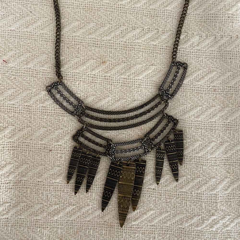 Gold Aztec Statement Necklace